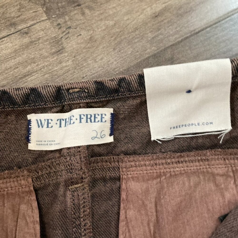 NWT We The Free Gwenyth Low Rise Wide Leg Jeans Black/Brown Sz 26 - Picture 7 of 9